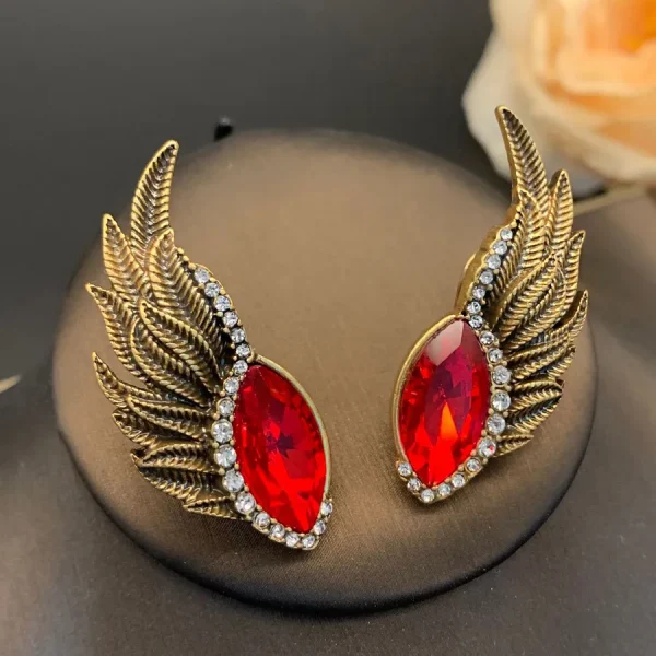 Серьги с крыльями красные